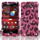 Hard Plastic Snap On Bling Case for Motorola Droid RAZR M 4G LTE XT907 (Verizon) - Hot Pink Leopard