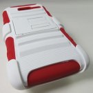 White & Red Rugged Armor Hybrid Case Belt Clip Holster for Motorola Droid RAZR M 4G LTE (Verizon)