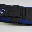 Navy Blue Rugged Armor Hybrid Case w/ Kickstand Belt Clip Holster HTC One M7 (AT&T/T-Mobile/Sprint)