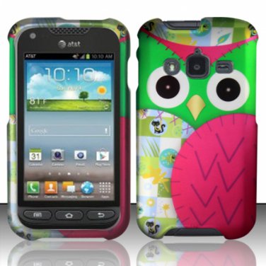 Hard Plastic Snap On Case Cover for Samsung Galaxy Rugby Pro i547 (AT&T) &acirc;�� Starry Green Owl