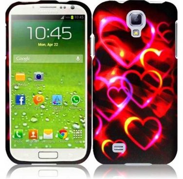 Hard Plastic Rubberized Snap On Case Cover for Samsung Galaxy S4 IV i9500 &acirc;�� Rainbow Heart