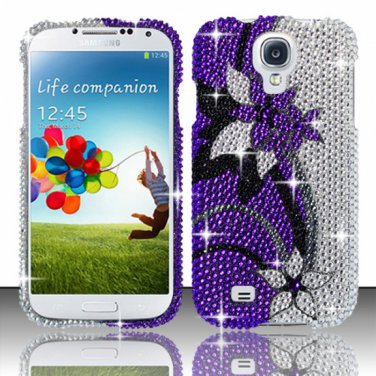 Hard Plastic Snap On Bling Case Cover for Samsung Galaxy S4 IV i9500 &acirc;�� Purple Vines