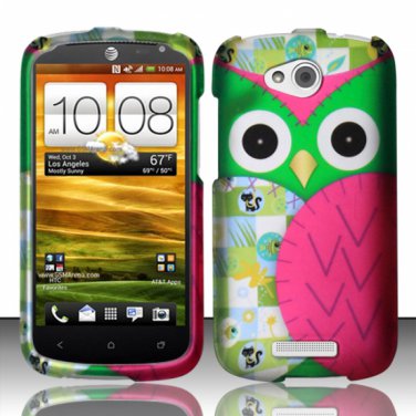 Hard Plastic Snap On Rubberized Design Case Cover for HTC One VX (AT&T) - Starry Green Owl