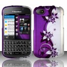 Hard Plastic Snap On Case Cover for Blackberry Q10 (AT&T/Sprint/T-Mobile/Verizon) - Purple Vines