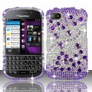 Hard Plastic Snap On Bling Case for Blackberry Q10 (AT&T/Sprint/T-Mobile/Verizon) - Purple & Silver