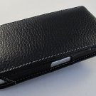 Vertical Genuine Leather Flip Case Cover Rotating Belt Clip Apple iPhone 5 - Black w/ Screen Guard