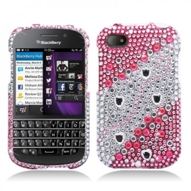Hard Plastic Snap On Bling Case Cover for Blackberry Q10 (AT&T/Sprint/T-Mobile/Verizon) - Pink Layer