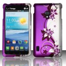 Cell Phone Case Cover Hard Plastic Snap On for LG Lucid 2 VS870 (Verizon) - Purple Vines
