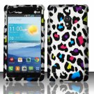 Cell Phone Case Cover Snap On for LG Lucid 2 VS870 (Verizon) - Rainbow Leopard + Screen Protector