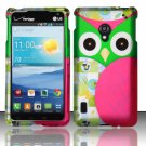 Cell Phone Case Cover Snap On for LG Lucid 2 VS870 (Verizon) - Starry Green Owl + Screen Protector