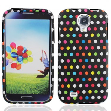 Hard Plastic Rubberized Snap On Case Cover for Samsung Galaxy S4 IV i9500 - Rainbow Dots