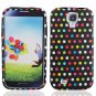 Hard Plastic Rubberized Snap On Case Cover for Samsung Galaxy S4 IV i9500 - Rainbow Dots