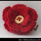 Crocheted flower clip - dark red