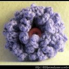 Crocheted puffy flower hair clip - purple