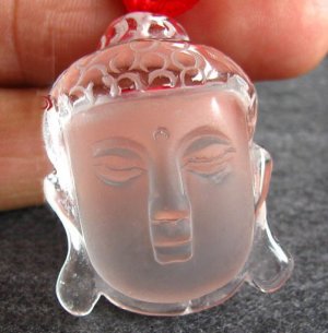Rock crystal Buddha head pendant Quartz Feng Shui Free Gift Zi Wei Dou Shu Fortune-telling