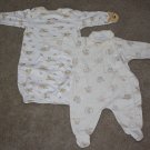 CARTERS CLASSIC POOH 2 PC Sleepers NB 0-3M
