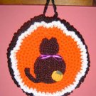 crochet Halloween BLACK CAT POTHOLDER pot holder