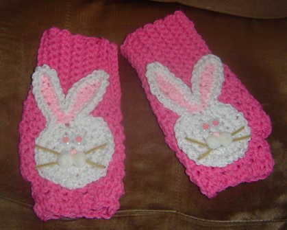 crochet EASTER FINGERLESS GLOVES-pink