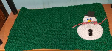 crochet CHRISTMAS Green snoman placemat