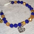 blue and gold heart bracelet