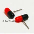 Korean Style Red & Black Pill Stainless Stud Earrings