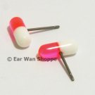 Korean Style Pink & White Pill Stainless Stud Earrings