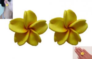 Yellow & Orange Tropical Flower Earrings
