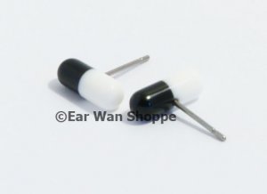 Korean Style Black & White Stainless Steel Pill Earrings