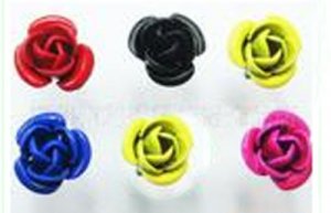Vintage Black/Pink Rosebud/Rose Earrings 2pairs