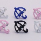 Vintage Kitsch Cute Umbrella Sparkly Diamante Earrings