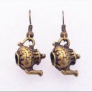 ♥Handmade Vintage Brass 3D Tea Pot Earrings♥