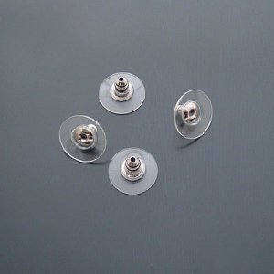 12 x  Silver Plated Clear Earrings Backs Pad Stoppers