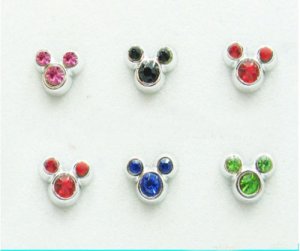 Sparkling Mickey Crystal Hypo Stud Earrings 2pairs