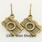 Handmade Vintage Brass Funky Camera Retro Earrings