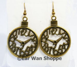 &acirc;�&yen; Handmade Brass Vintage Pocket Watch Clock Earrings&acirc;�&yen;