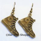 ♥ Handmade Brass Converse Sneaker Star Drop Earrings♥