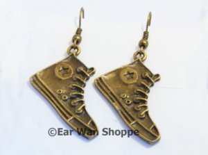 &acirc;�&yen; Handmade Brass Converse Sneaker Star Drop Earrings&acirc;�&yen;