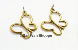 Vintage Brass Butterfly Drop Earring