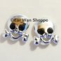 Gothic Silver Skull Cross Diamante Stud Earrings