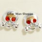 Gothic Silver Skull Cross Diamante Stud Earrings