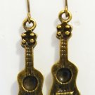 ♥ Handmade Brass Vintage Guitar Music Rock Earrings♥