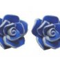 Denim Rose Flower Stud Earrings