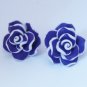 Denim Rose Flower Stud Earrings