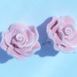Denim Rose Flower Stud Earrings