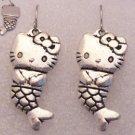 ♥Hello Kitty Mermaid Silver Tibetan Drop Earrings♥