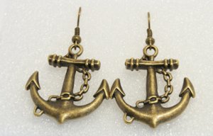 &acirc;�&yen;Handmade Vintage Nautical Giant Anchor Drop Earrings&acirc;�&yen;