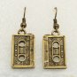 Vintage Brass Classic Cassette Tape Retro Drop Earrings