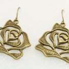 ♥Handmade Vintage Brass Rose Drop Earrings♥