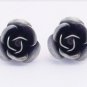 Vintage Black/Pink Rosebud/Rose Earrings 2pairs