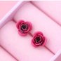 Vintage Black/Pink Rosebud/Rose Earrings 2pairs